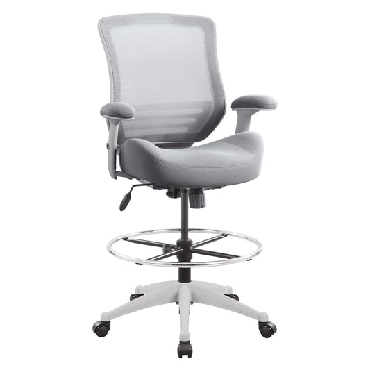 BOLISS 400lbs Mesh Ergonomic Office Drafting Chair Big Adjustable Foot Ring Height Adjustable Armrest (Grey)