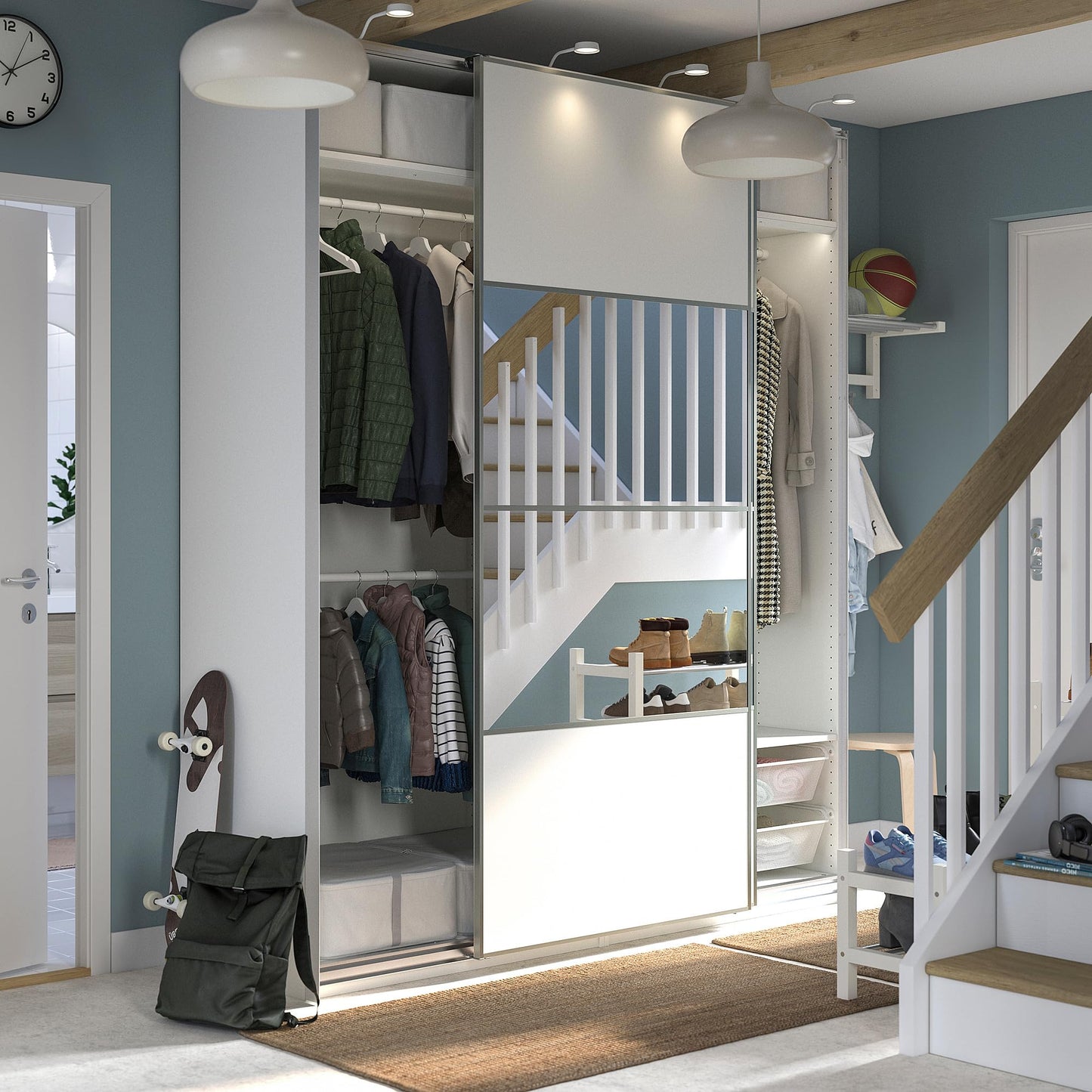 ProTuning PAX/MEHAMN/AULI Wardrobe with sliding doors, white double sided/white mirror glass, 200x66x236 cm