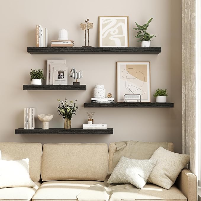 Dreamland 55 Inch Black Floating Shelves