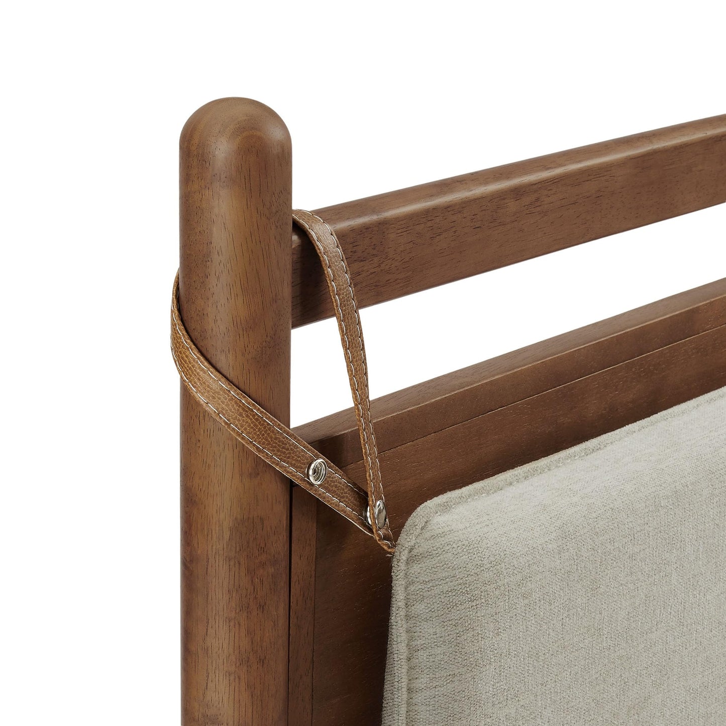 Modway Leni Twin Size Wood Platform Bed Frame in Walnut Heathered Ivory