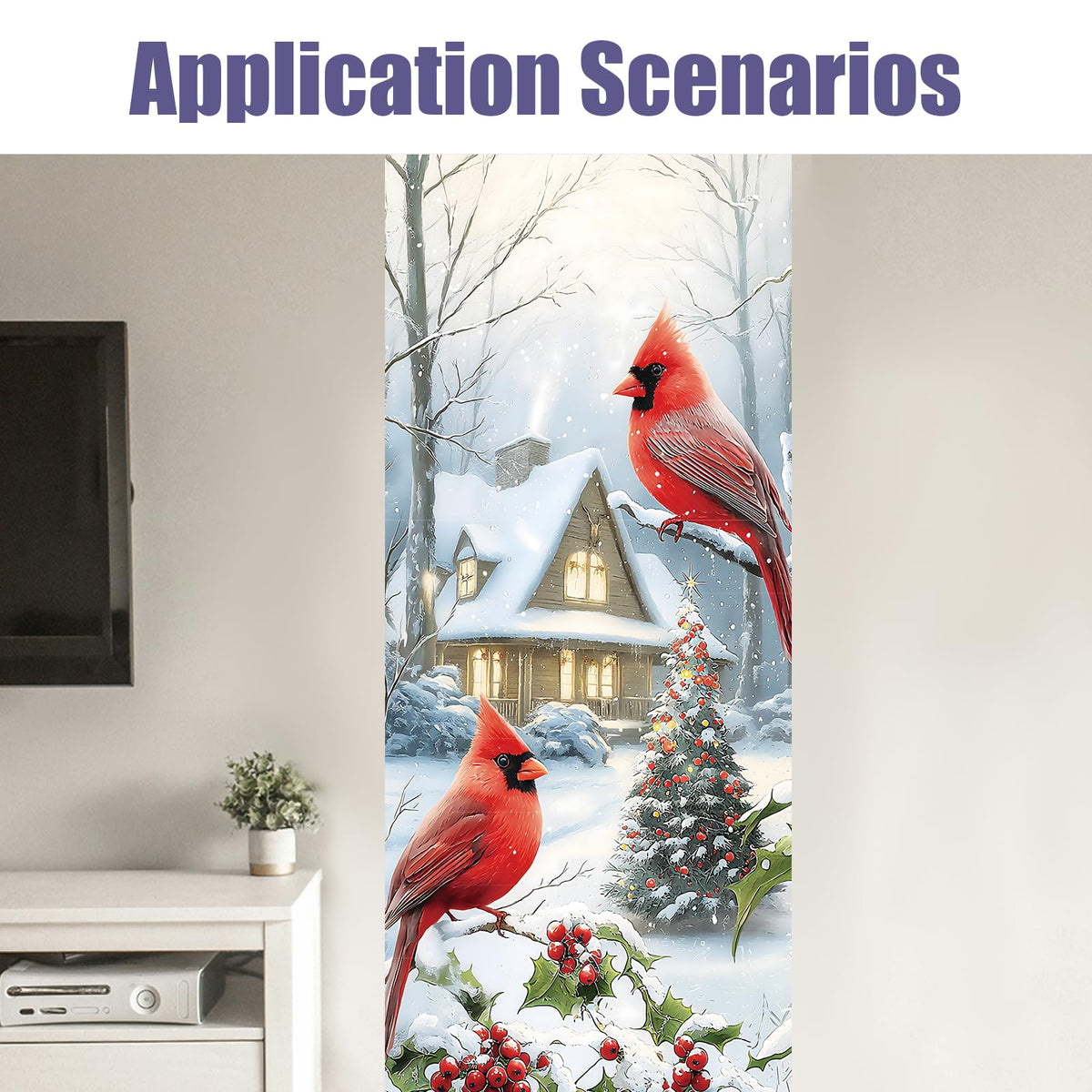PLIGREAT 15 Strips Christmas Stair Decals, Peel and Stick Bird Xmas Tree Stair Riser Stickers for Steps 7.1"x39"Self-Adhesive Vinyl Retro Farmhouse Staircase Murals Decor for Home Hotel