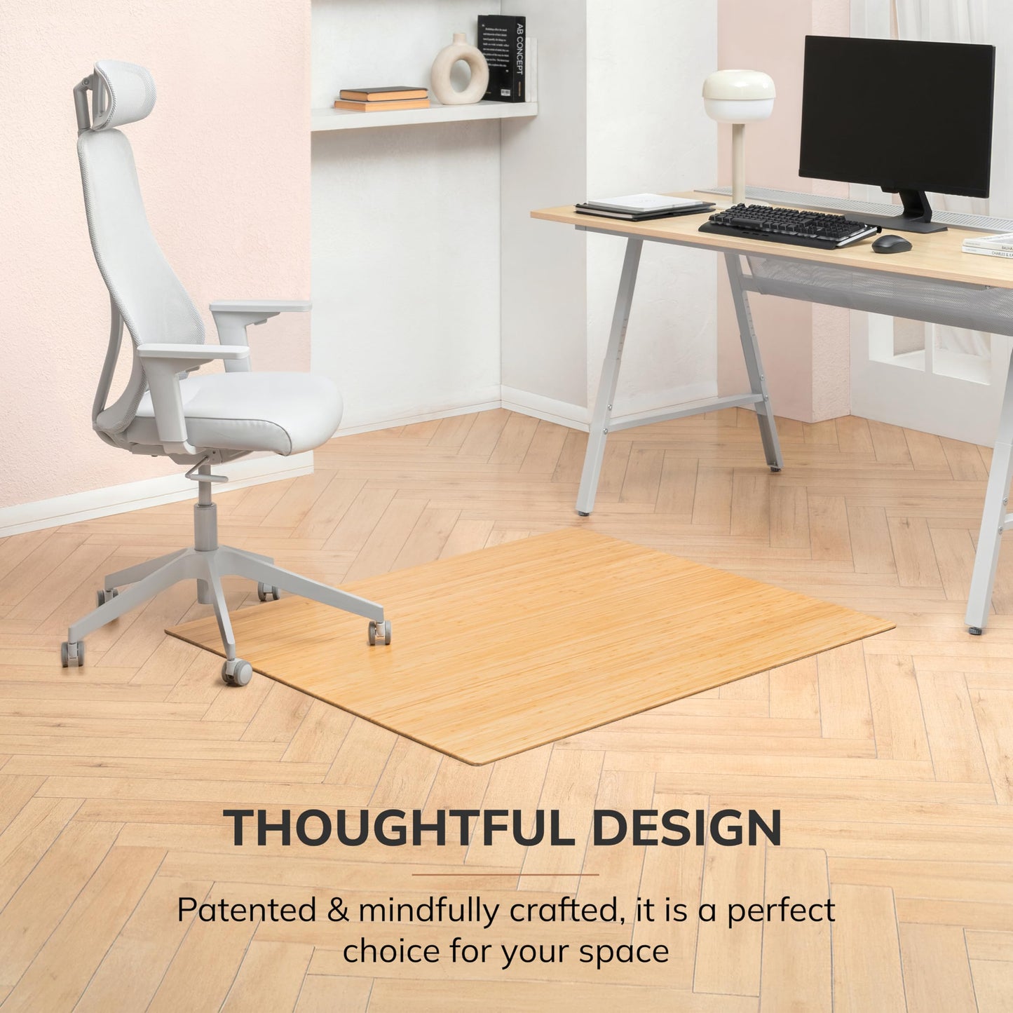 Anji Mountain Office Chairmat Thickest & Sturdy Bamboo Chairmats Highly Premium Quality Anti-Slip Heavy Duty for Multi-Purpose Hardwood Floor Office & Home Floor Protector Office Chair mat-8mm Thick