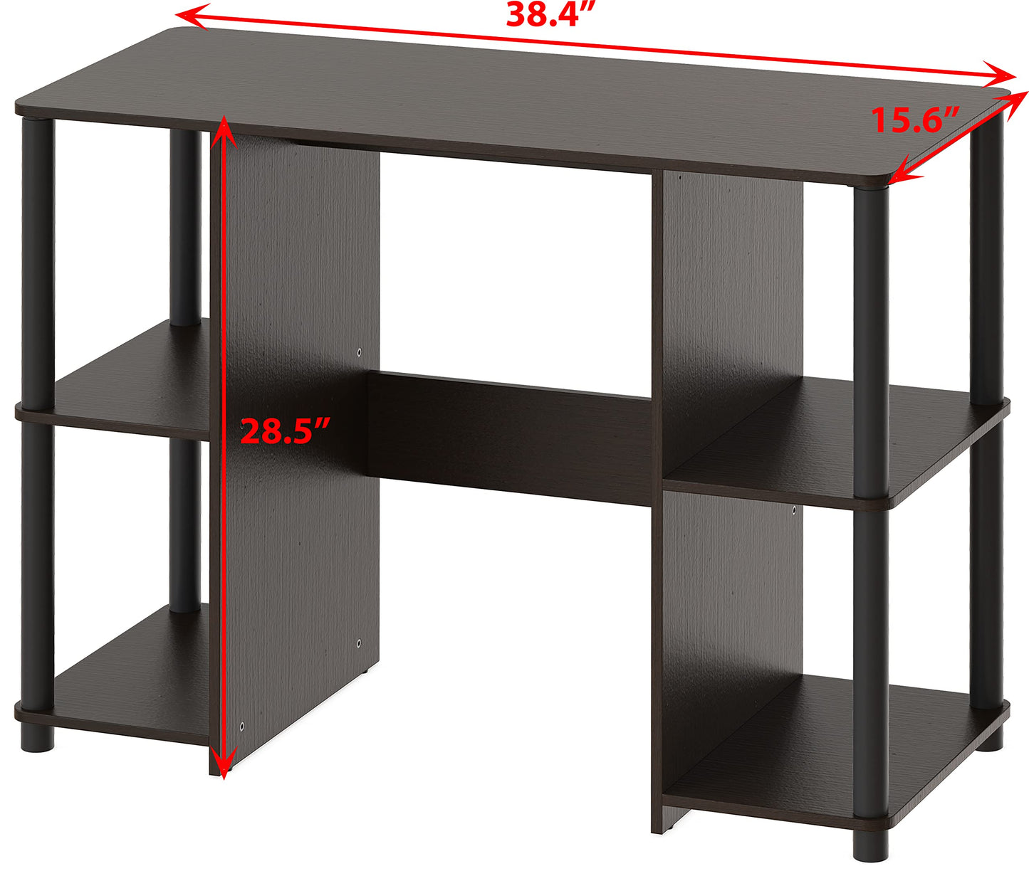 SHW 38-Inch Home Office Wood Desk with Double Sided Shelves, Espresso
