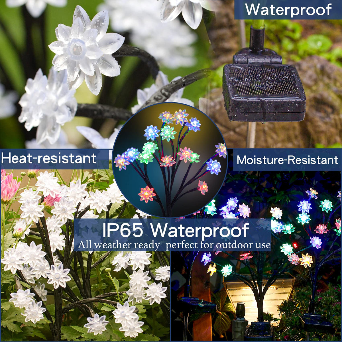TONULAX Solar Garden Lights - Upgraded Landscape Tree Lights with Larger Solar Capacity, Decorative Light Outdoor for Pathway, Patio, Front Yard Decoration(4 Pack)