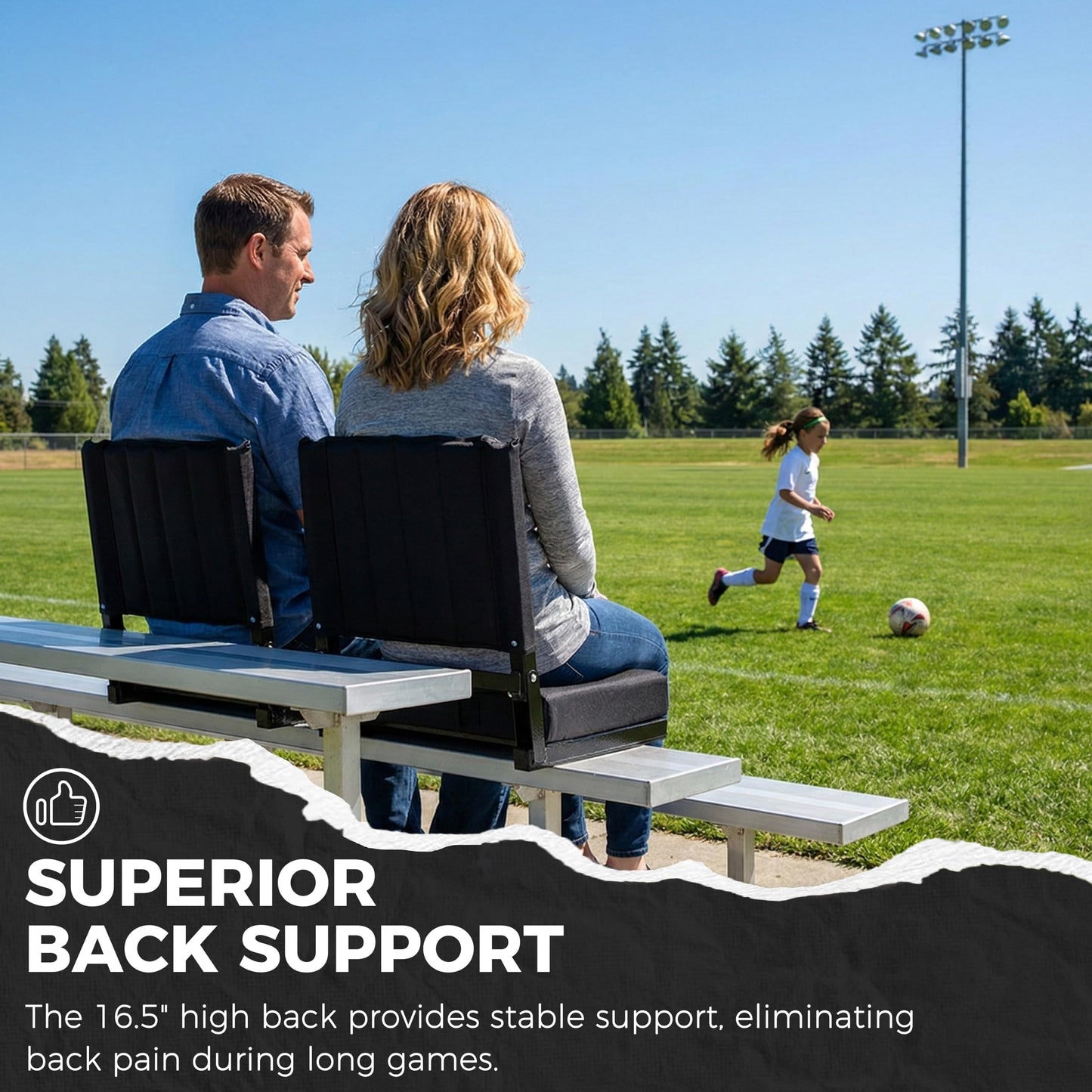 SPORT BEATS Stadium Seats with Back Support Bleacher Chairs with Back and Cushion Thick Padded Bleacher Seats Includes Shoulder Strap Check 1pc Standard