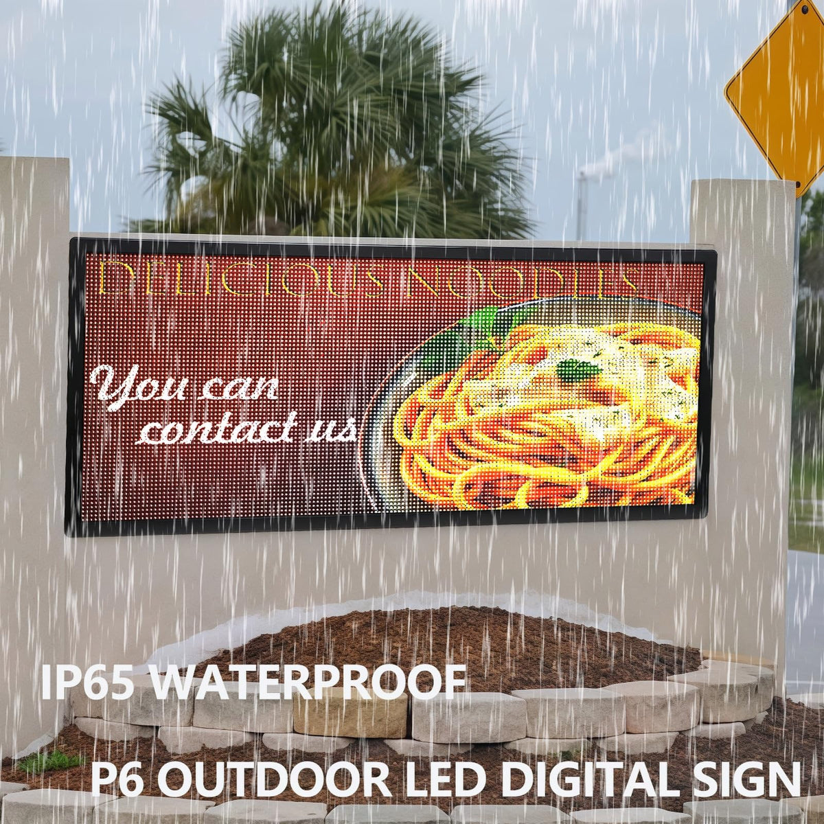 P6 Programmable LED Sign Supports Text/Image/Video, 40"x17" Outdoor Scrolling LED Digital Display for Business, IP65 Waterproof Electronic Message Board with WiFi & USB Control