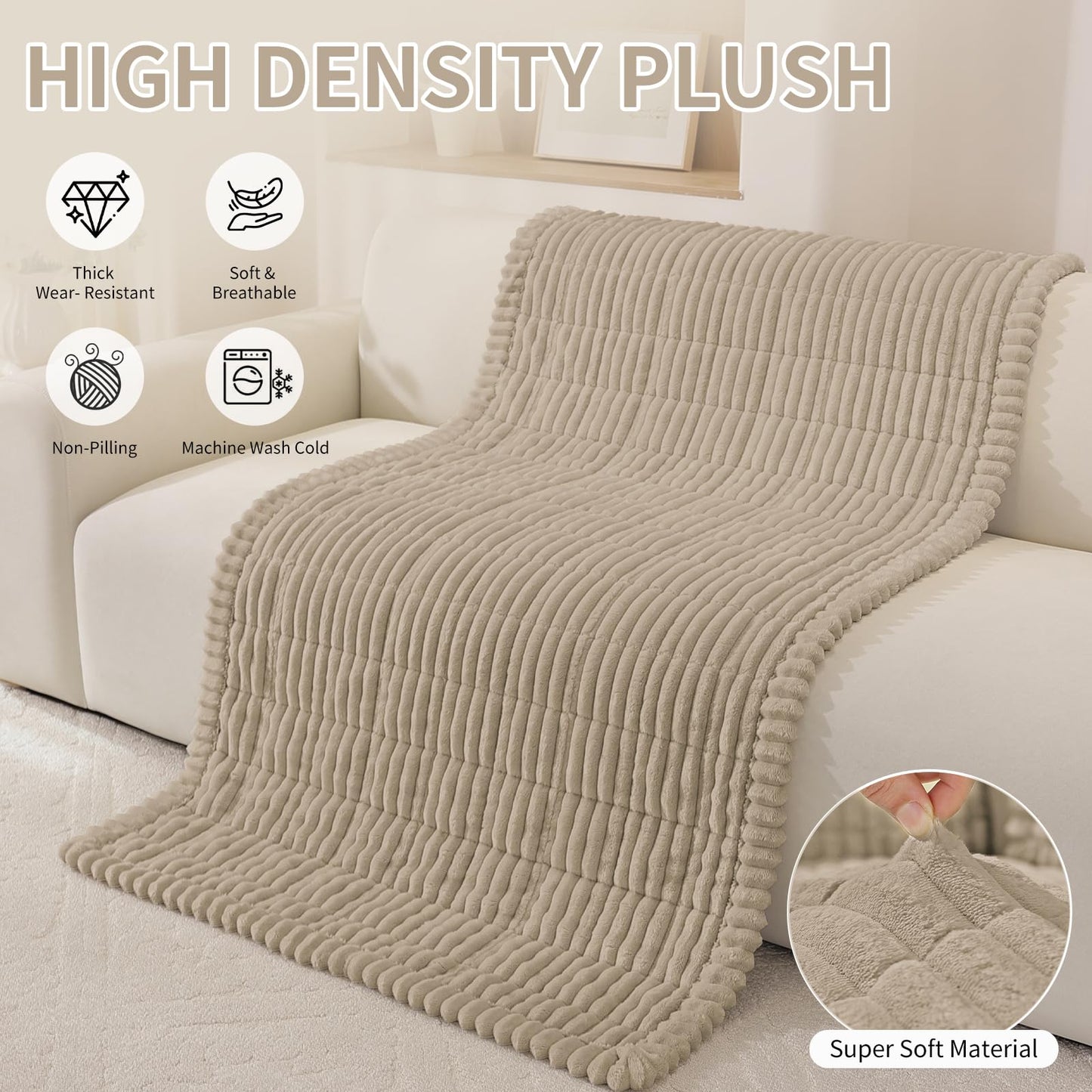 CYCMACO Fuzzy Pet Couch Covers for Dogs Washable, Thick Couch Covers for 2 Cushion Sofa Pet Friendly, Non Slip Plush Dog Couch Cover for for Sectional, Loveseat (Brown, 27.6" x 59")