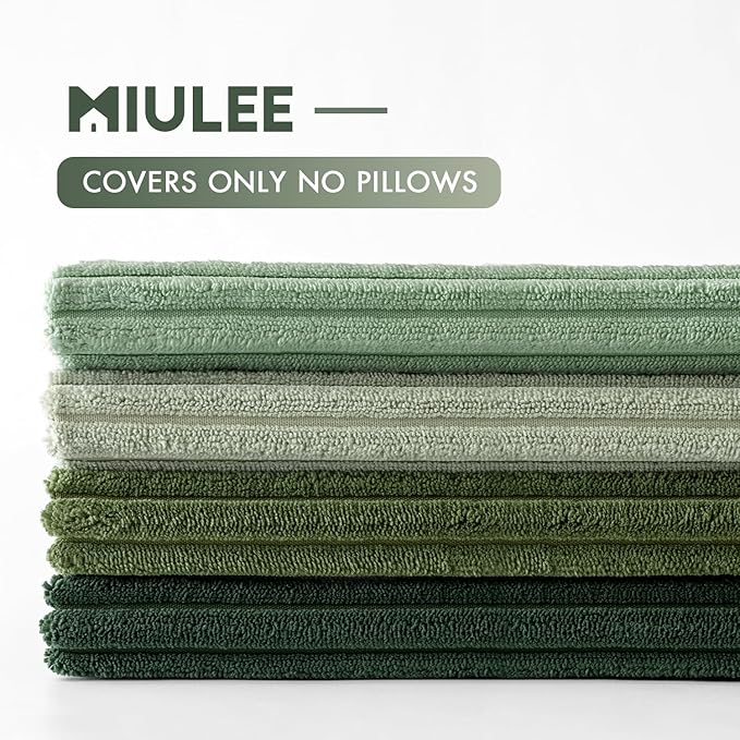 MIULEE Boho Farmhouse Sage Green Throw Pillow Covers 16x16 Inch Set of 4