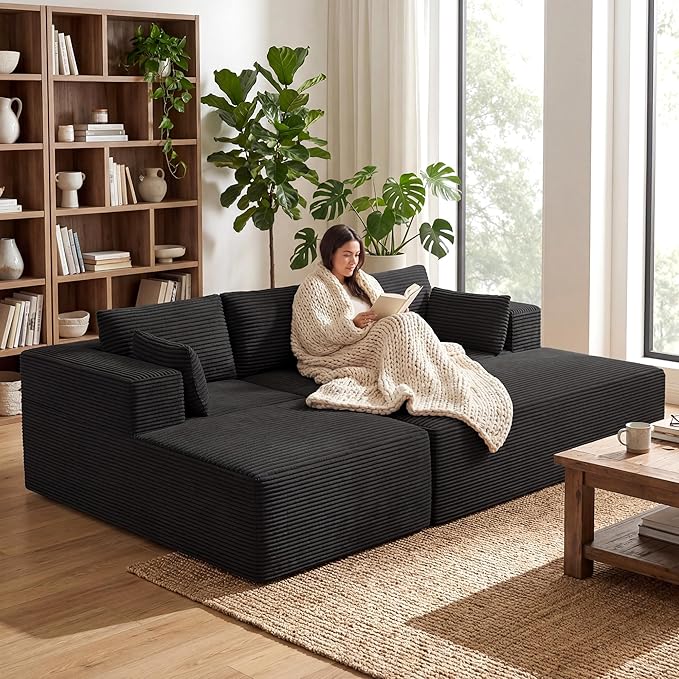GRUSIGN 106" Oversized Sectional Boneless Sleeper Sofa Bed Couches