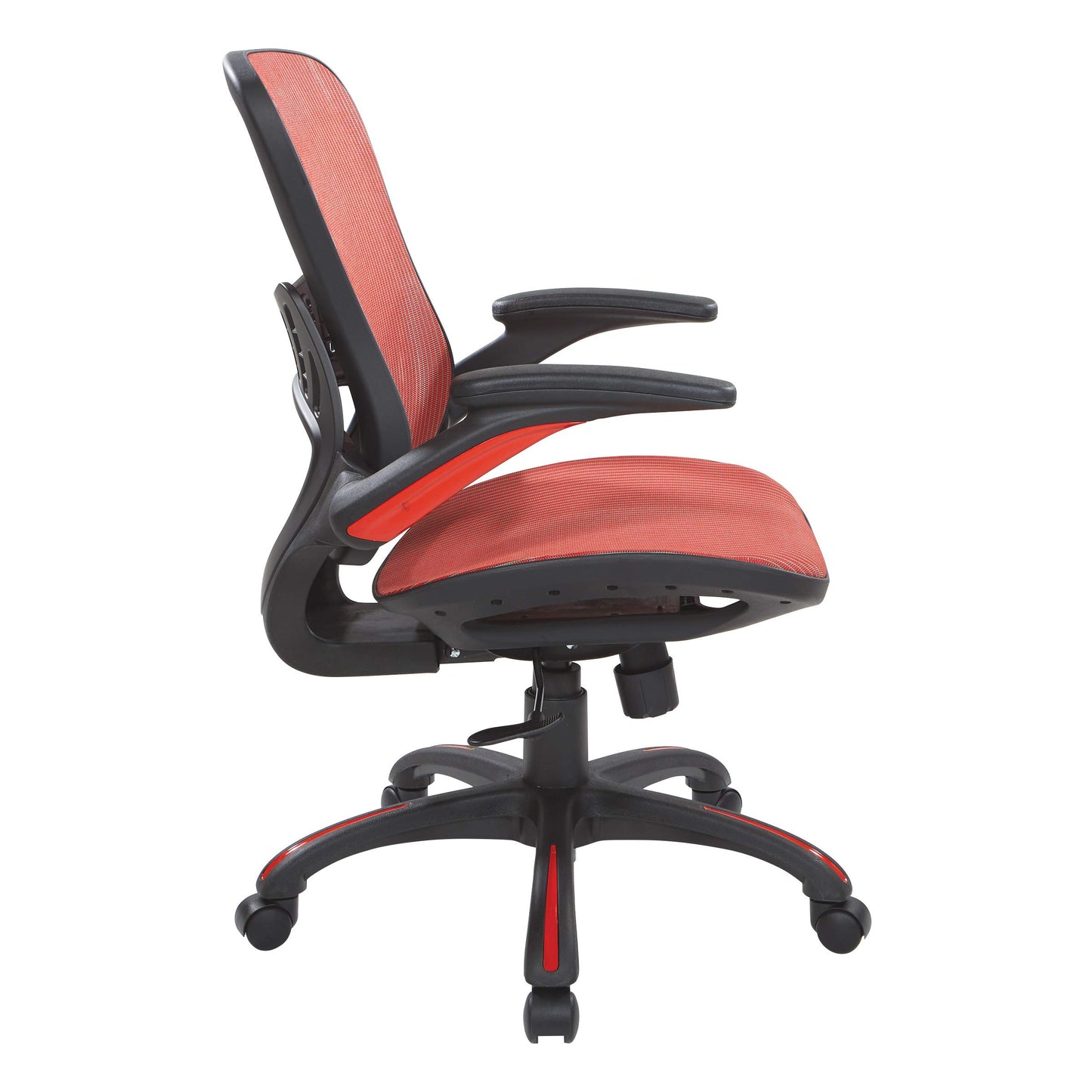 Office Star Riley Ventilated Manager's Office Desk Chair with Breathable Mesh Seat and Back, Black Base with Red