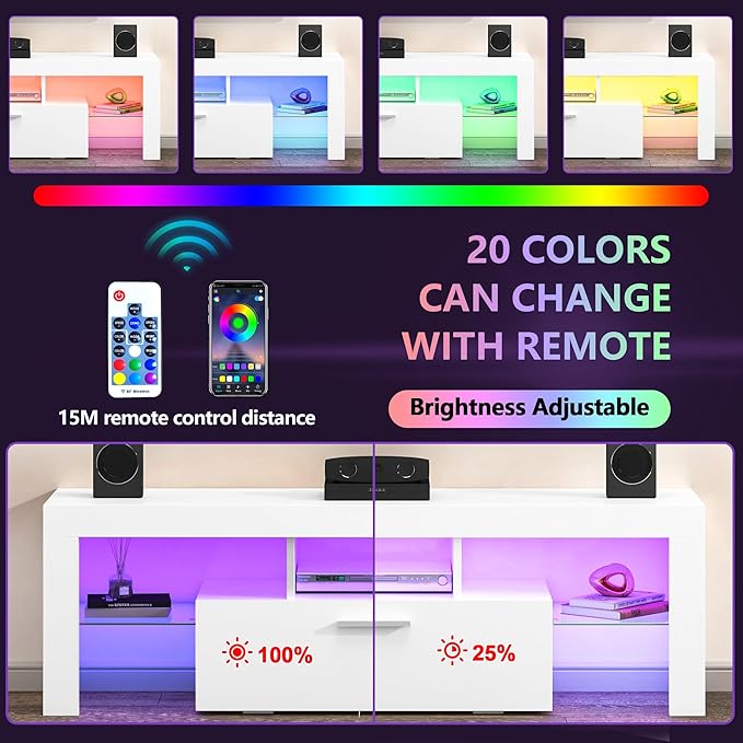 Clikuutory Modern Lighting 51 inch TV Stand