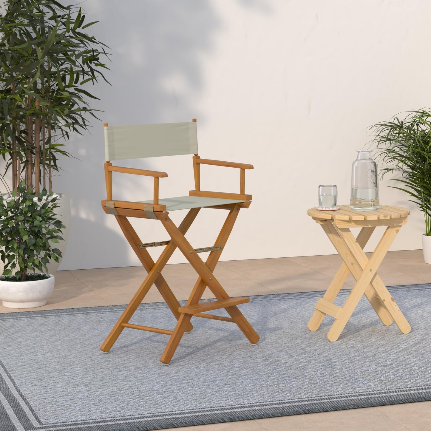 Casual Home 24" Director's Chair Honey Oak Frame-with Wheat Canvas, Counter Height