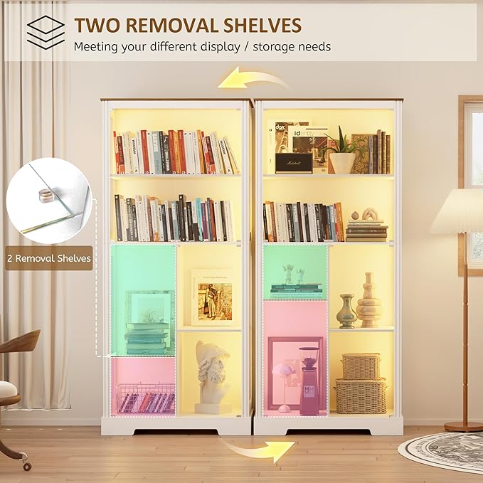 Gurexl Modern Glass Display Cabinet