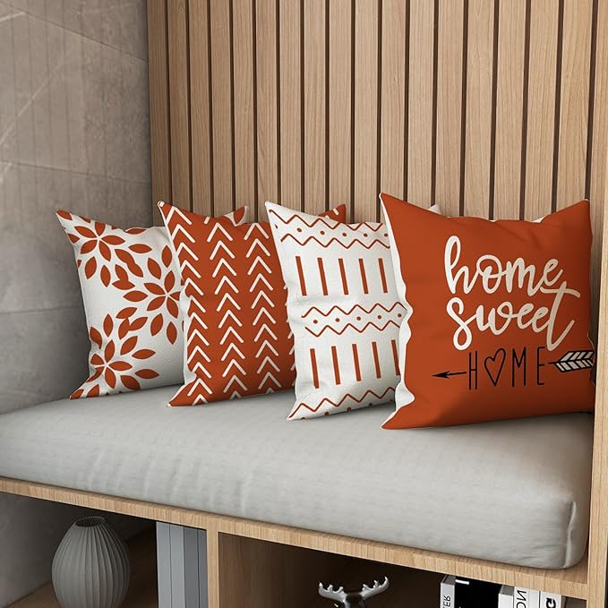 YCOLL Fall Pillow Covers 16x16 Set of 4, Modern Sofa Throw Pillow Cover