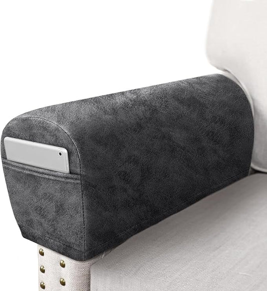 ANARACHON Leather Look Couch Arm Covers Set of 2 Armrest Covers