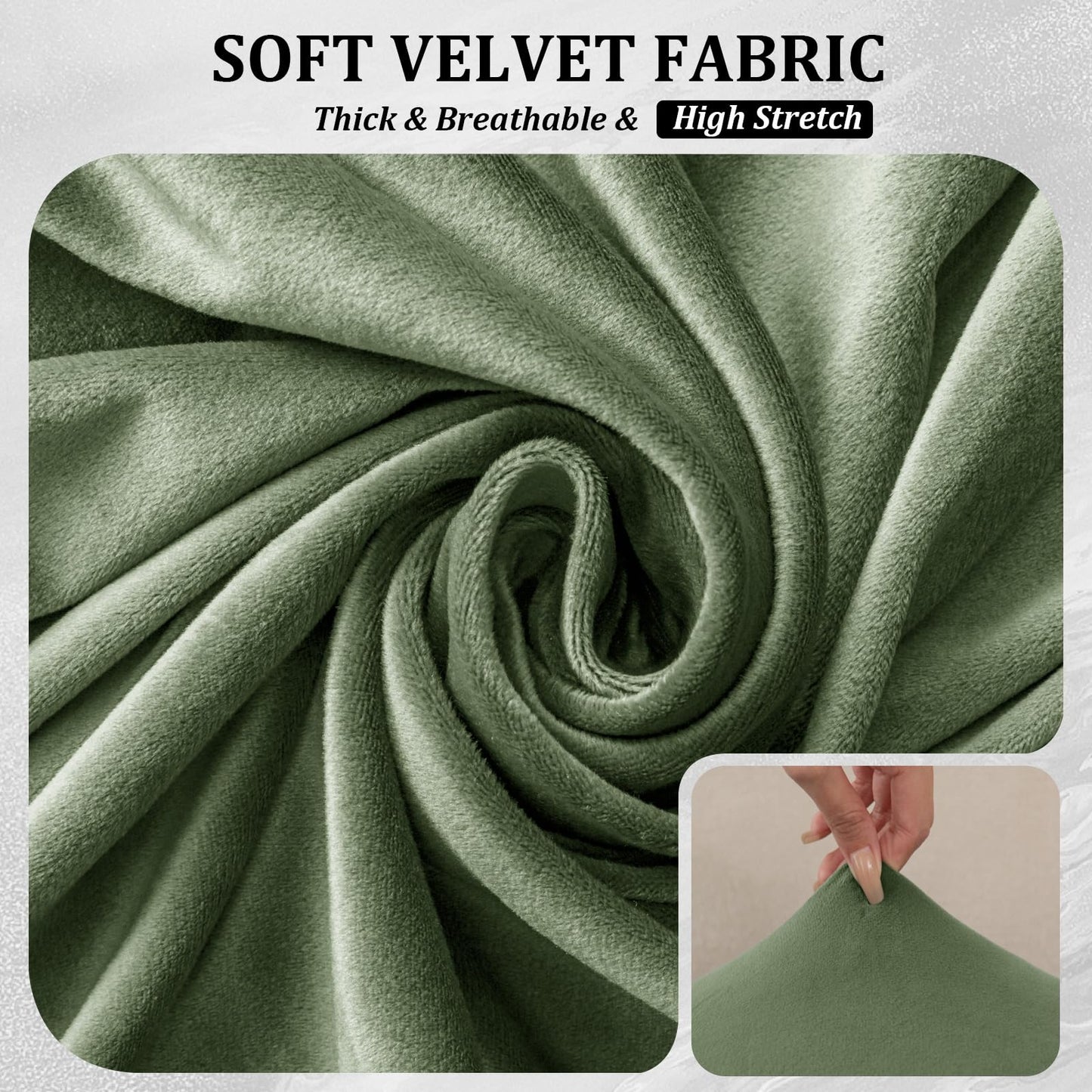 10 Pieces Sofa Cushion Covers for U-Shaped Modular Sectional Couch with 4 Seat+4 Back+2 Arms, Stretch Velvet Upholstered Covers for Sofa Bed with Deep Double Chaise (Avocado,Universal (10 Pieces))
