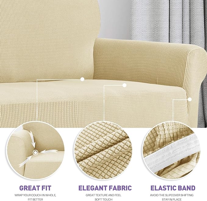 ZNSAYOTX Super Stretch Couch Cover Love Seat Sofa Covers