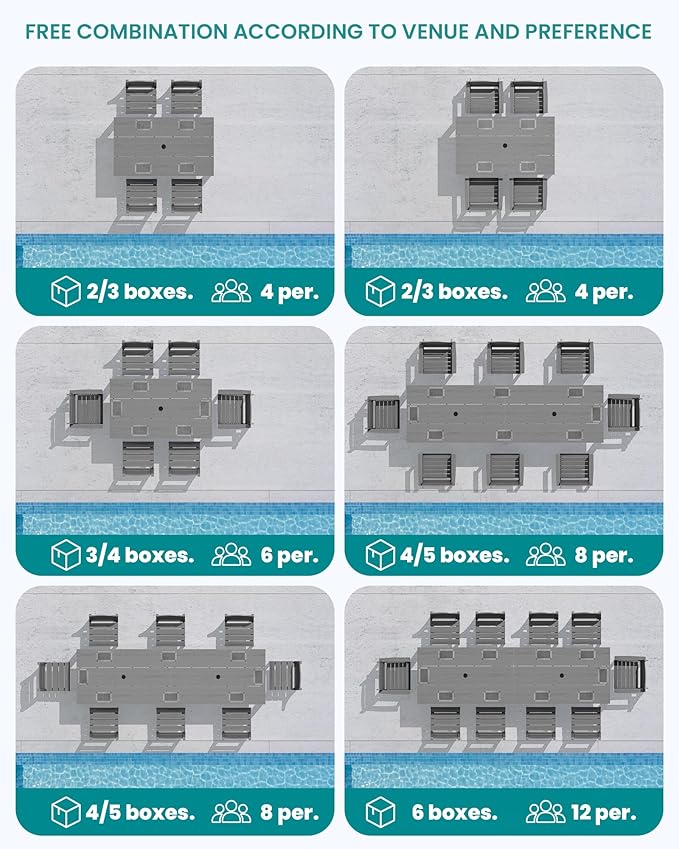 SERWALL HDPE Dining Set for 10 – 2 Tables, 8 Armless + 2 Armchairs. Includes 10