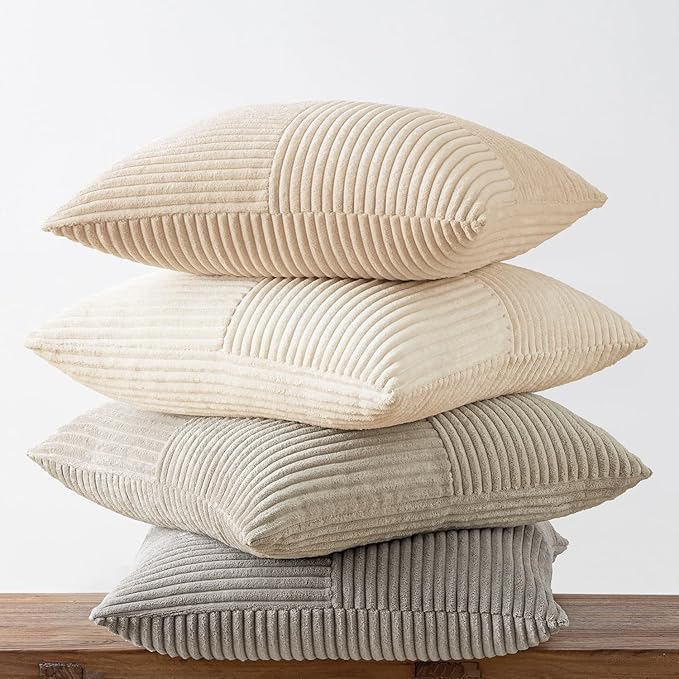 MIULEE Neutral Decorative Throw Pillow Covers 20x20 Inch Set of 4