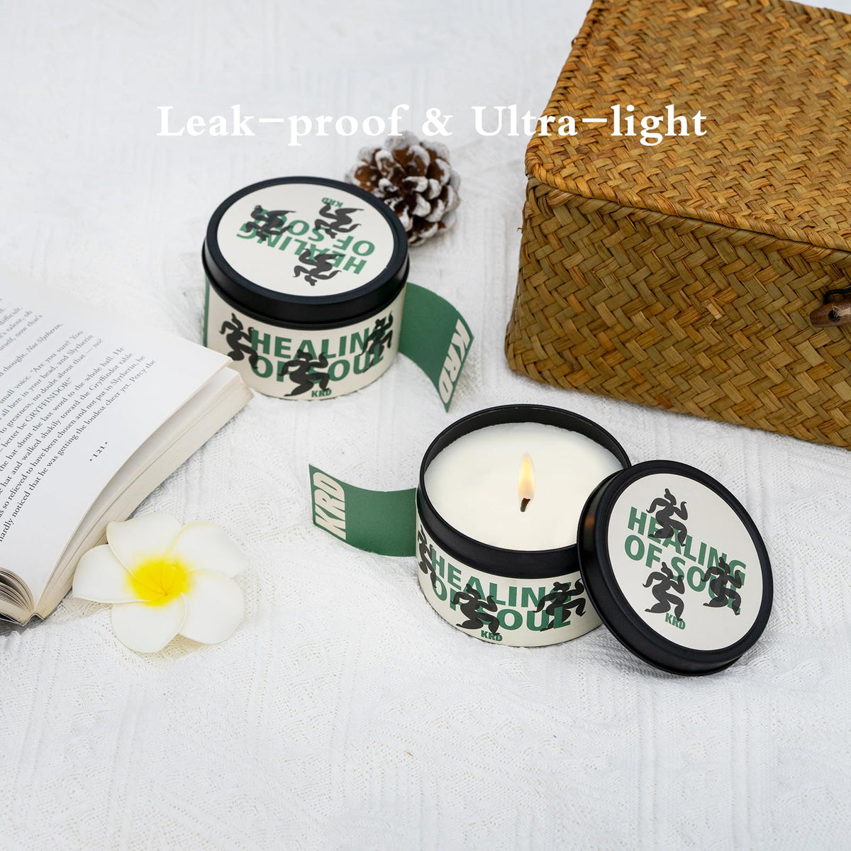 KRD Amber Moss Aromatherapy Candle, 6.4oz Coconut Soy Wax, 42H Long Burn, Natural Home Fragrance for Bathroom Decor