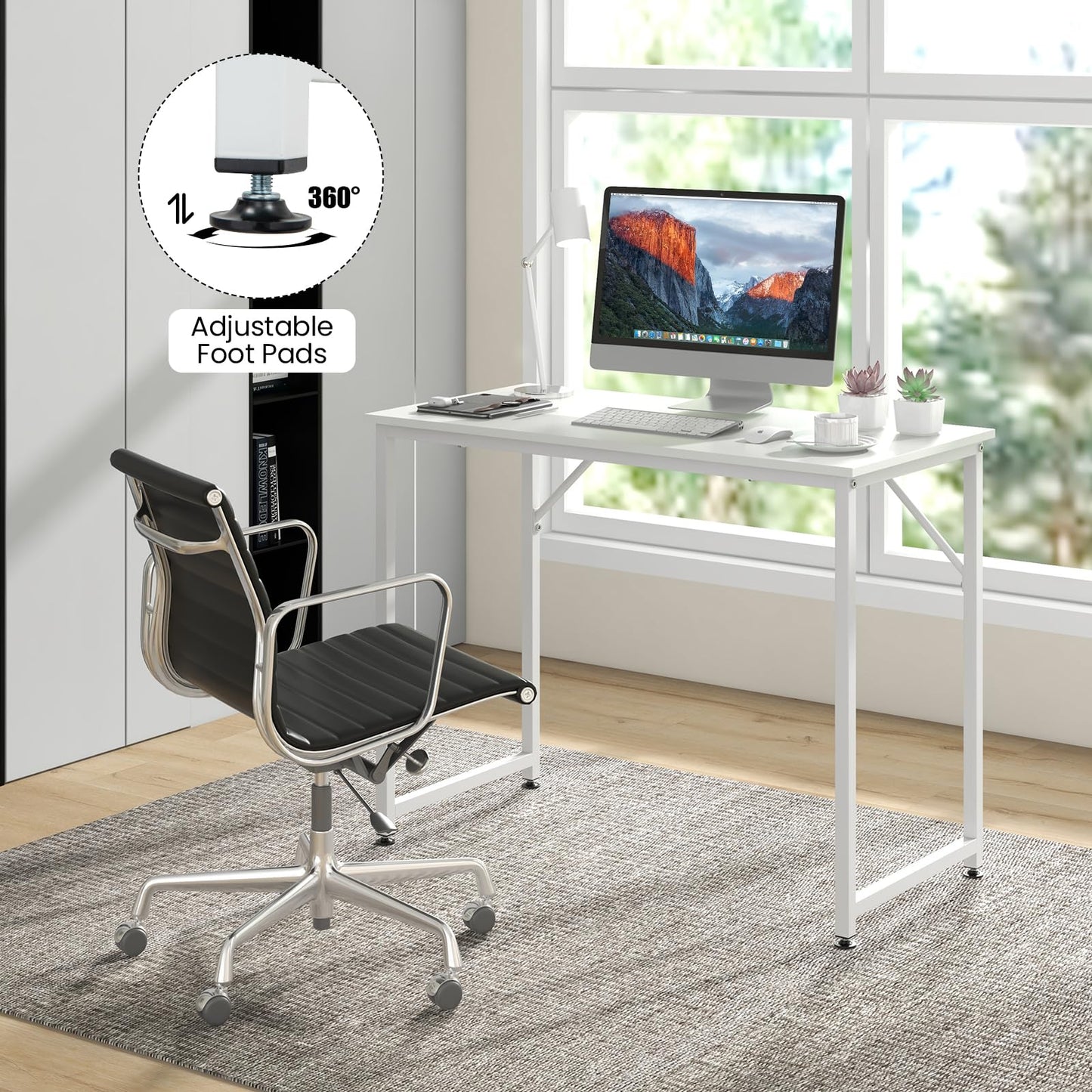 Tangkula Set of 2 Conference Tables, Rectangular Meeting Room Table with Adjustable Foot Pads, Seminar Table for School or College, Boardroom Desk, Study Writing Desk, Home Office Desk