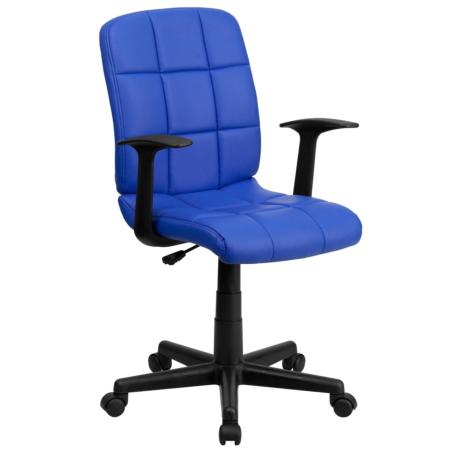 Flash Furniture Clayton Mid-Back Blue Quilted Vinyl Swivel Task Office Chair with Arms