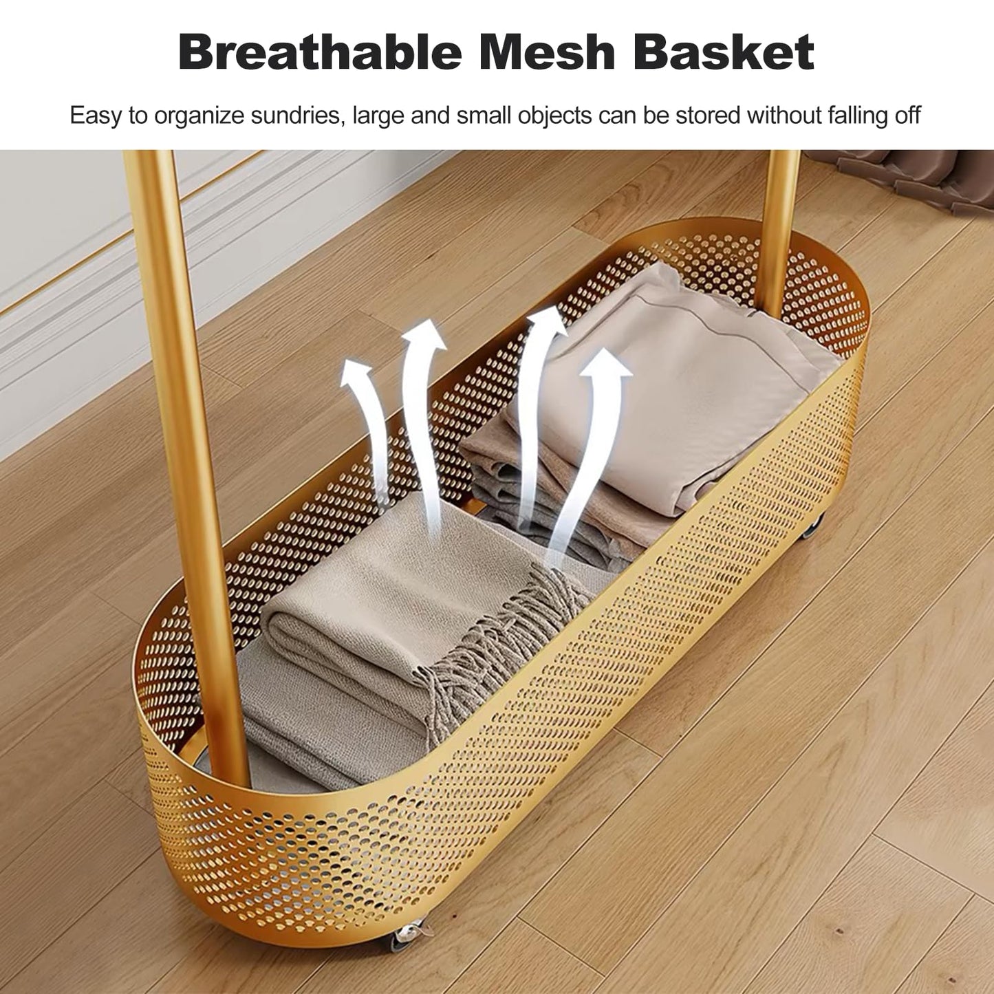 Ergocar Coat Stand. A jacket hat rack with a basket, multi -functional design. It can move stable at 360 °, suitable for placing in bed, living room and porch.