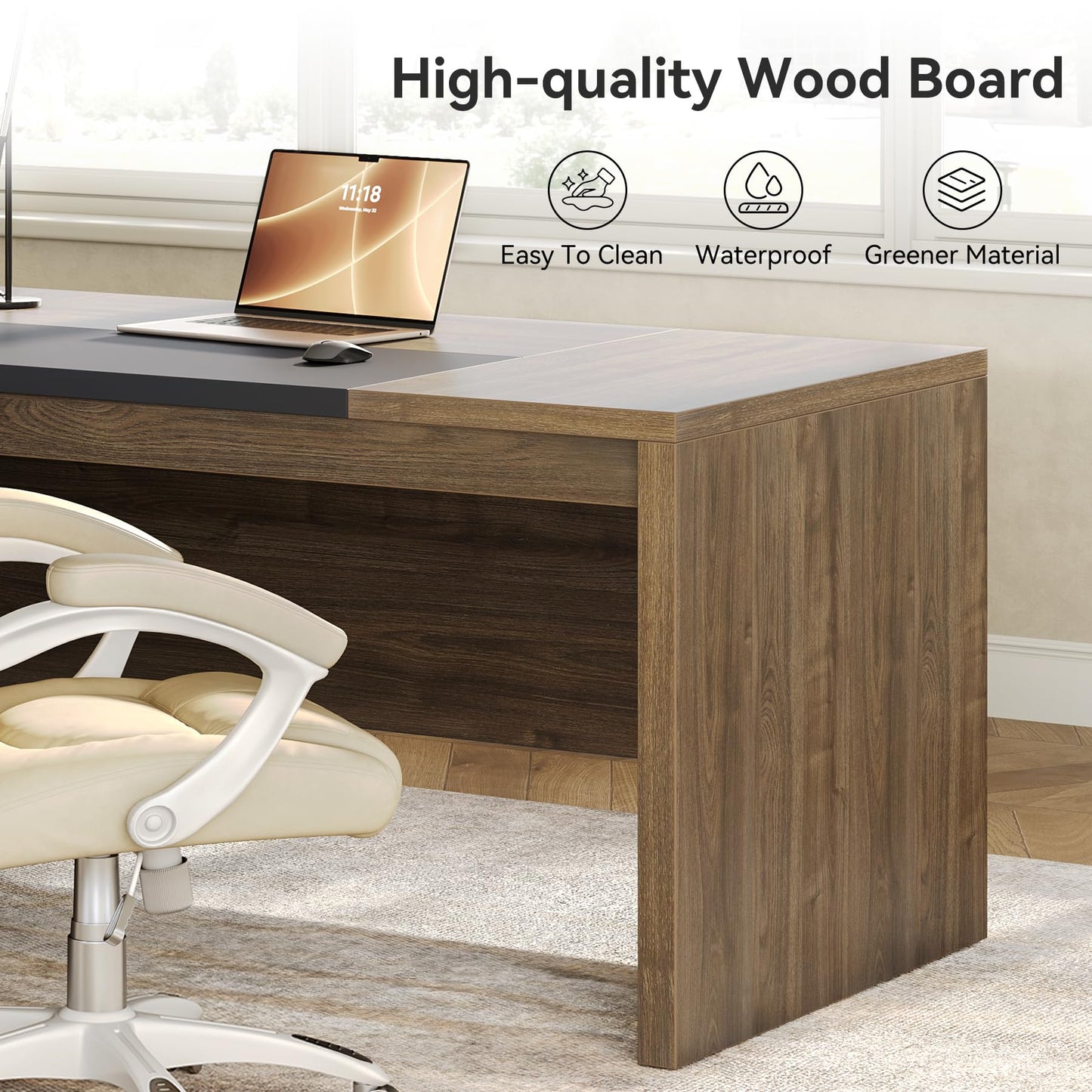 LITTLE TREE L-Shaped Computer Desk with File Cabinet Combo, 63-Inch Office Desk, 31-Inch Filing Cabinet with Storage & Drawer for A4/Letter/Legal Size File, Large Business Furniture for Home Office