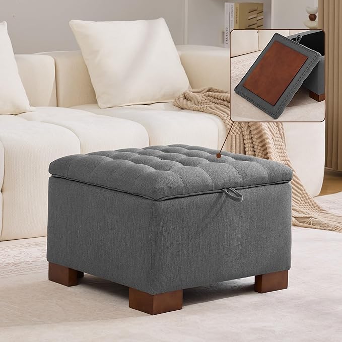 WUTUTUEE 24" Fabric Square Storage Ottoman