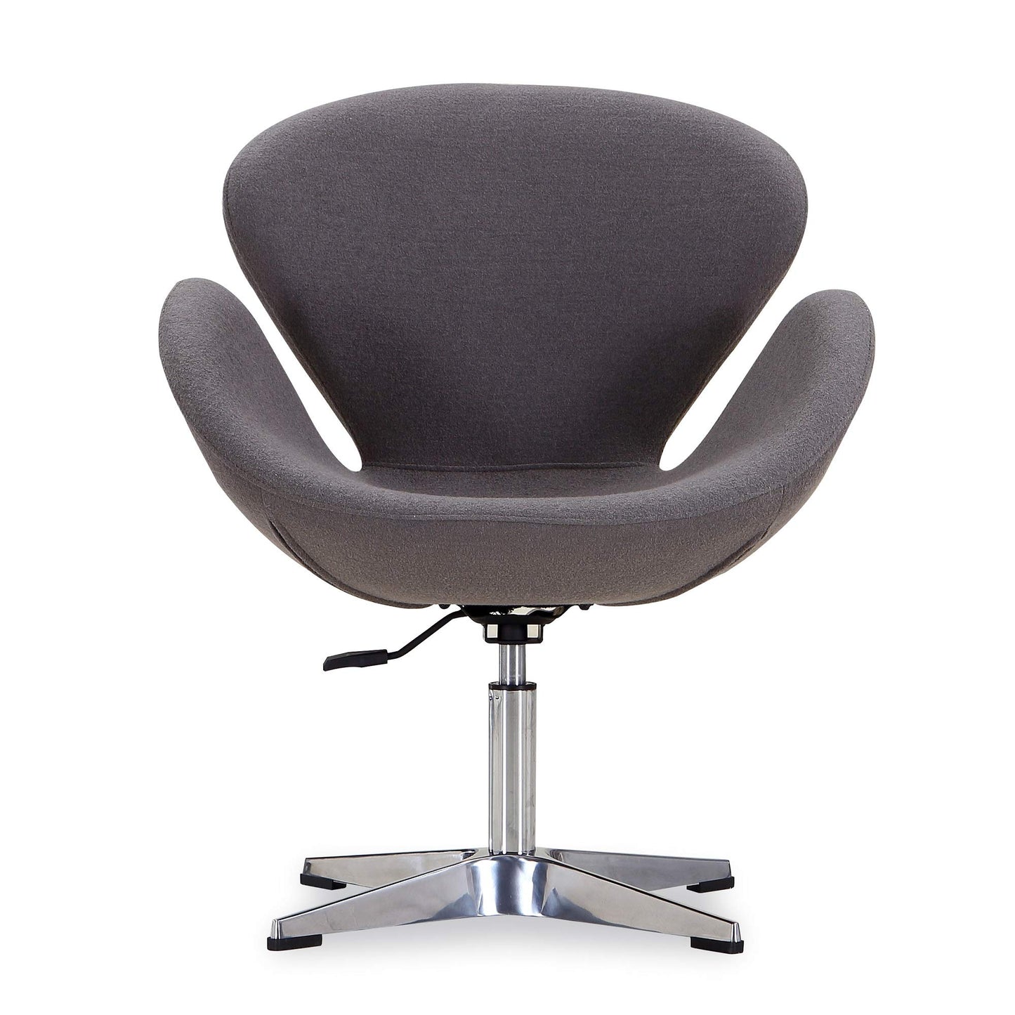 Manhattan Comfort Raspberry Adjustable Swivel Accent Chair with 360° Turn, Polished Chrome Base, Modern Retro Design, Versatile Seat Ideal for Any Room, Set of 2, Grey