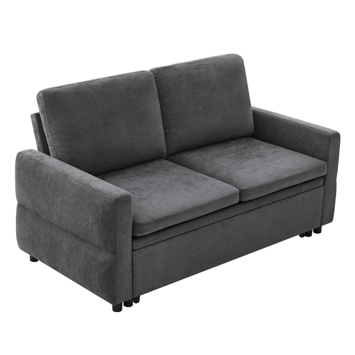 Convertible Sofa Bed Loveseat with Adjustable Backrest, Chenille Sleeper Couch with USB Ports, 3 Position Reclining Sofa Bed for Small Spaces Apartment Guest Room, Modern Compact Furniture, Grey