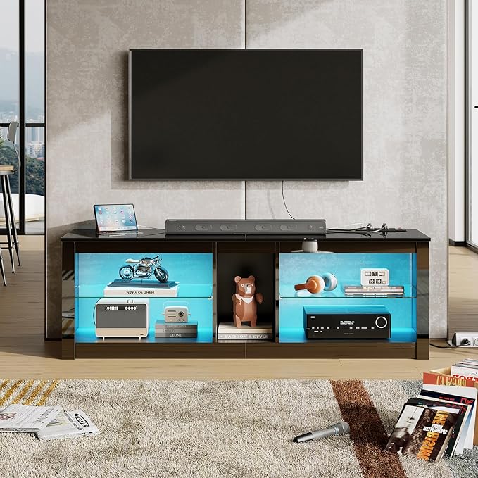Bestier LED TV Stand for 55/60/65 Inch TV, Modern Gaming TV Console