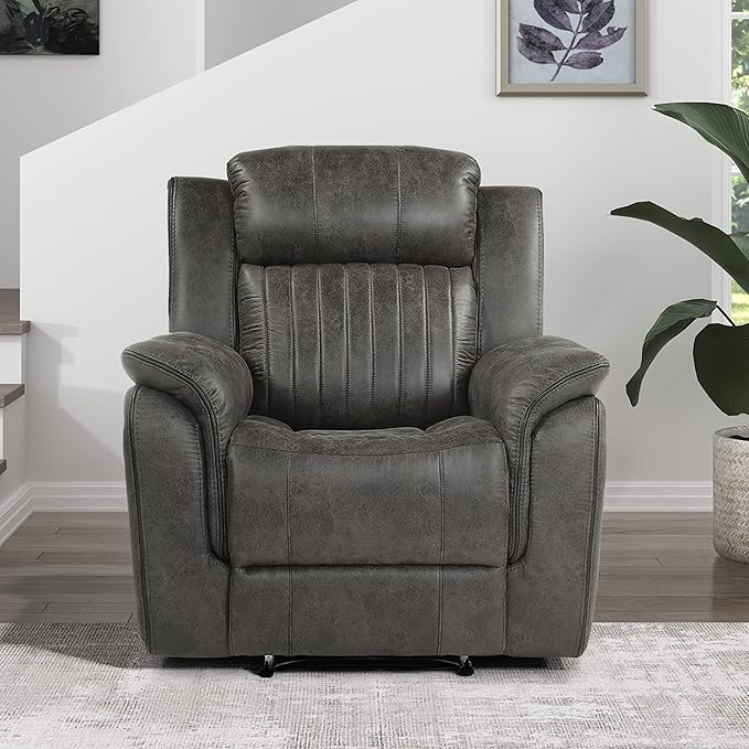 Lexicon Recliner Chair, Home Theater Seating, Manual Polished Microfiber