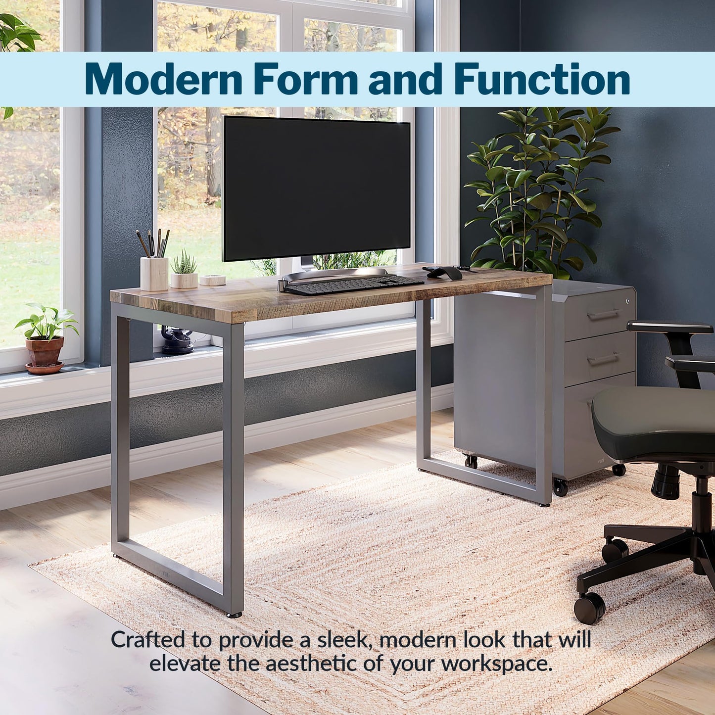 Vari Table 48x24 - Modern Computer Desk with Durable Laminate Finish and Slim Legs - Ideal for Gaming, Home, or Office - Stand-Alone Workstation or Corner Side Table - Reclaimed Wood