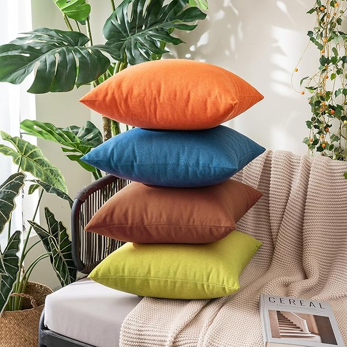 MIULEE Pack of 2 Decorative Outdoor Solid Waterproof Throw Pillow Covers Euro