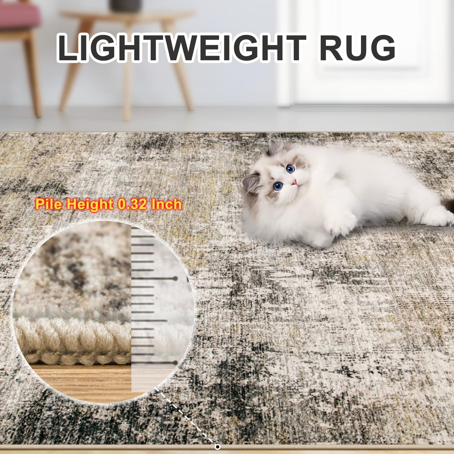8x10 Area Rugs for Living Room - Washable Rug Modern Abstract Soft Large Neutral Non-Slip Carpet Indoor Floor Thin Carpets for Bedroom Dining Room Farmhouse Nursery Home Office Brown Black Grey