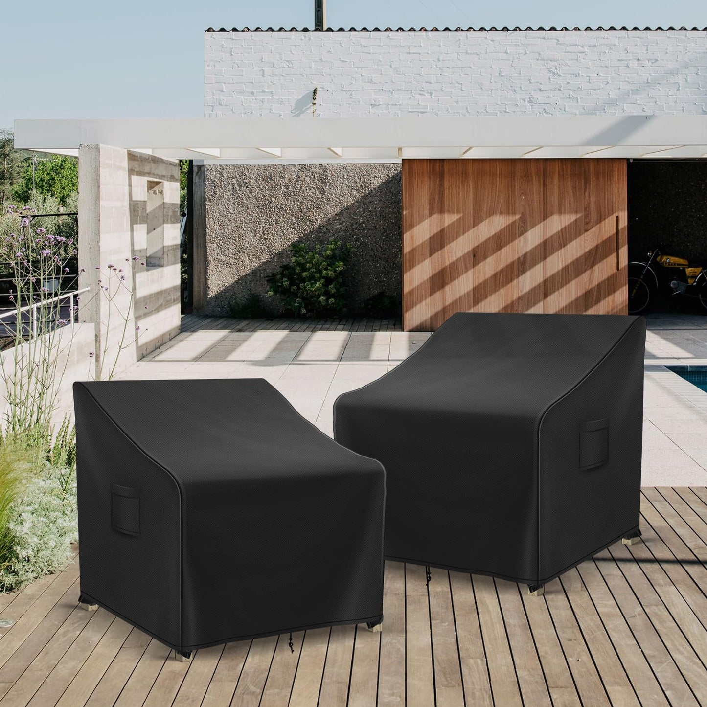 Richwon Adirondack Chair Covers Waterproof, Lawn Outdoor Chair Covers 2 Pack, Patio Chair Covers for Outdoor Furniture Fits up to 32W x 37D x 36H inches, Black
