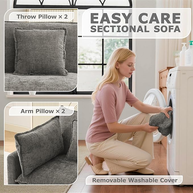 78" Modular Sectional Sofa, Cloud Couch Loveseat Sofa, Deep Seat Washable
