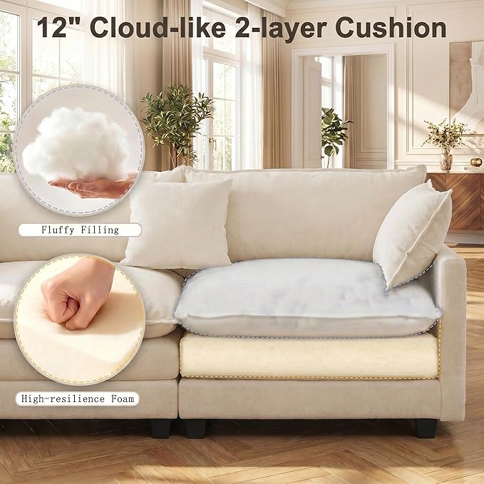 111.4" V-Shaped Corner Couch Sectional