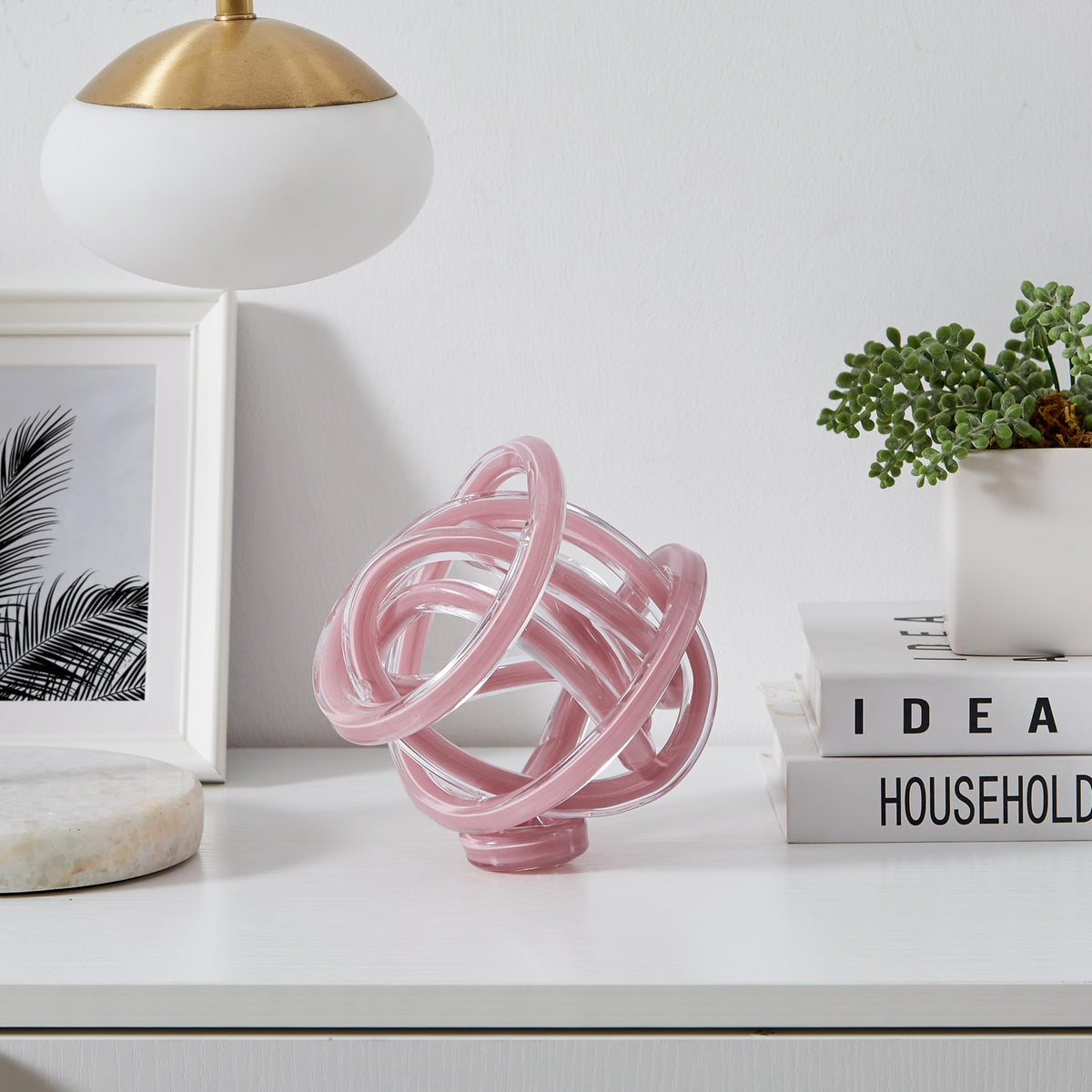 Nox Modern Glass Knot Loop Abstract Tabletop Sculpture