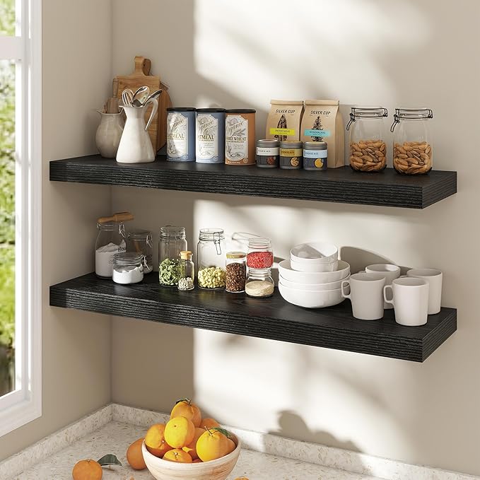Dreamland 40 Inch Black Floating Shelves