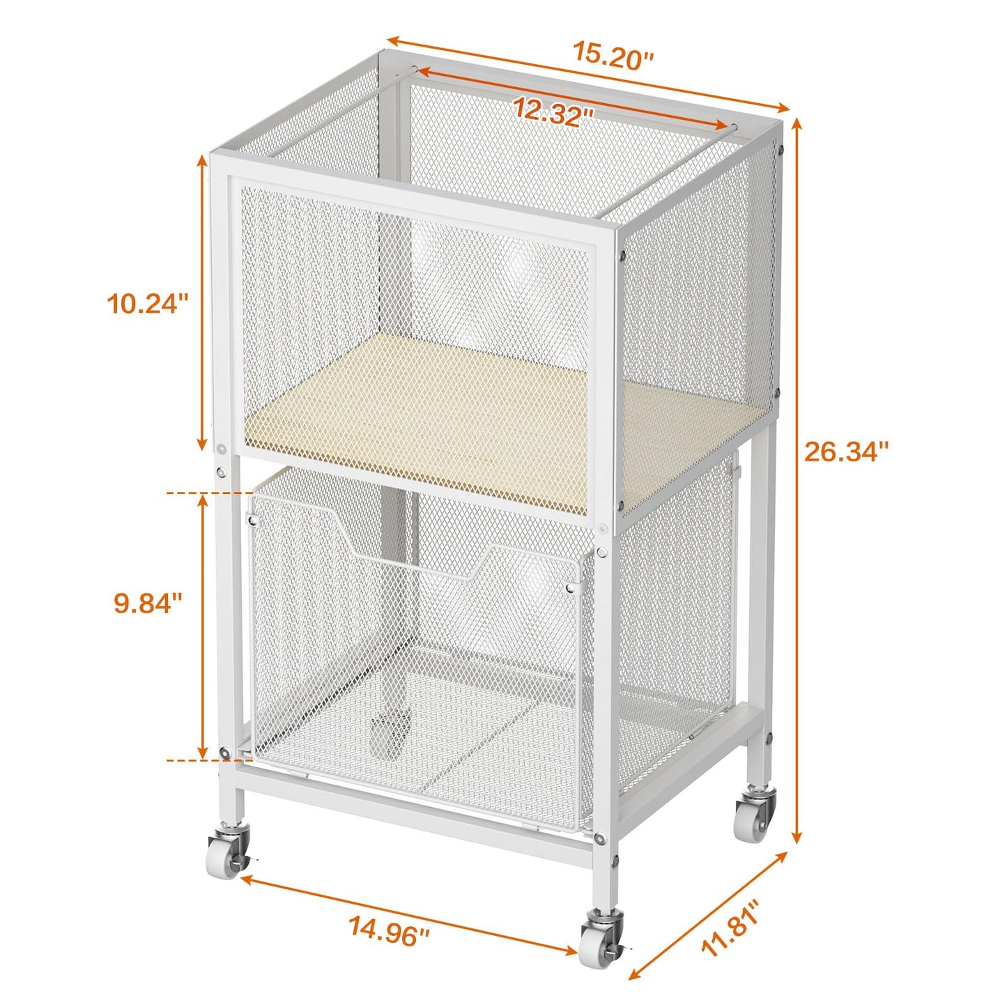 Tiaoheka Rolling File Cart, Mobile File Cabinet with Wheels Hanging Files, Hanging File Organizer Fit Letter/Legal Size Beside Under Desk for Office, Home White（Patent Pending）