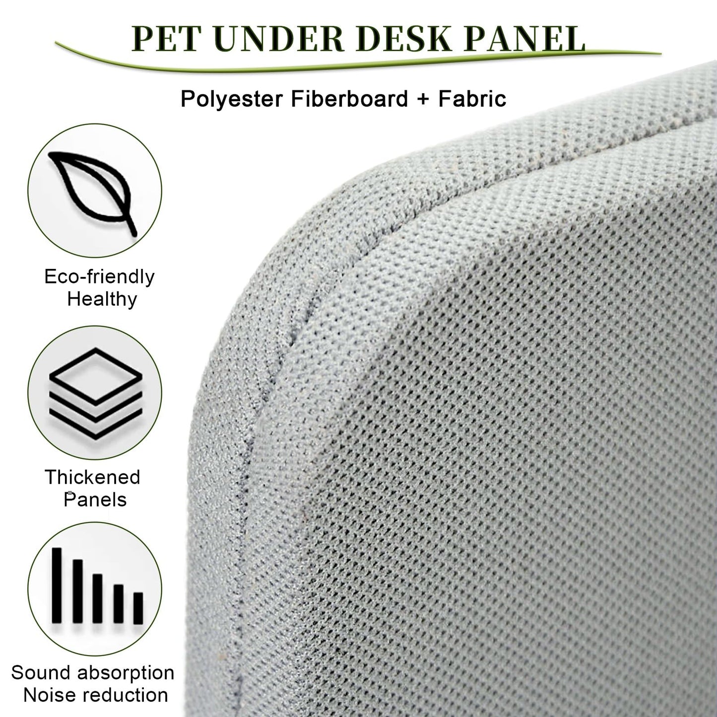 60cm Tall Under Desk Privacy Panel - Sound-Absorbing Desk Divider with 2 Installation Clamps for Home Office & Open Plan Workspace - Light Gray (L 160cm/62.9in)
