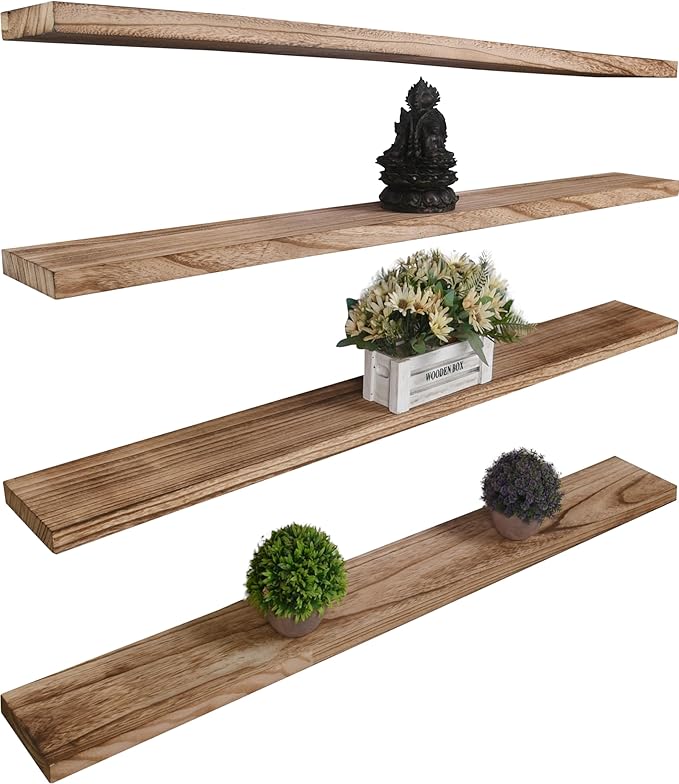 YYWUOJJ Wood Floating Shelves for Wall Decor, Rustic Wall Shelves for Bedroom