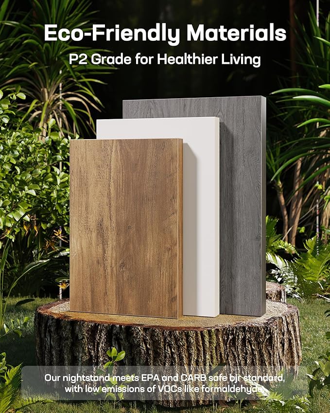 Marsail Farmhouse Nightstand, Wood Bedside Table
