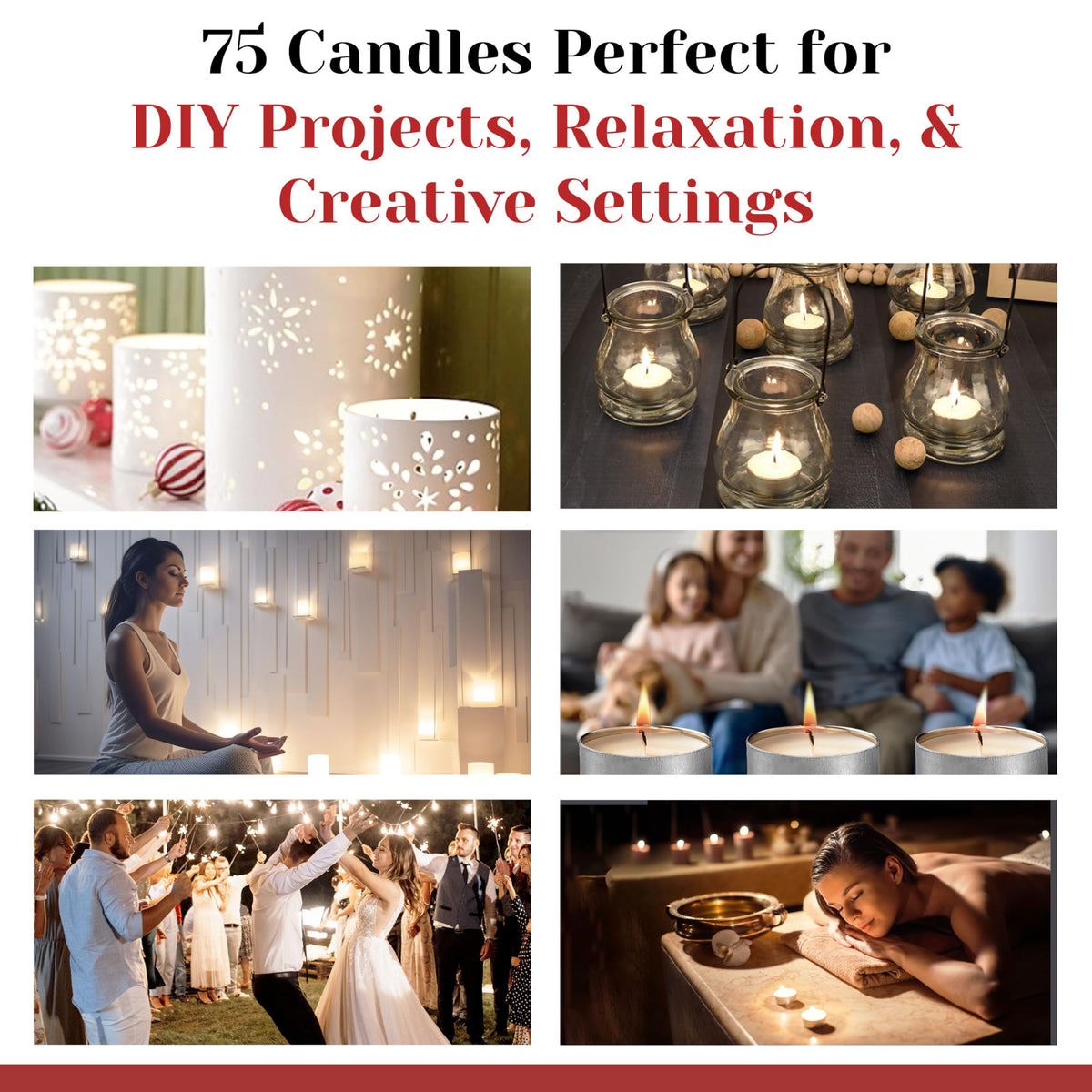 Tealight Candles in Metal Cups - Clean White Unscented with 8 Hour Long-Burning Time, Bulk Votives for Romantic Dinners, Weddings, Spas & Hotels by PARNOO (75 Count, Classic)