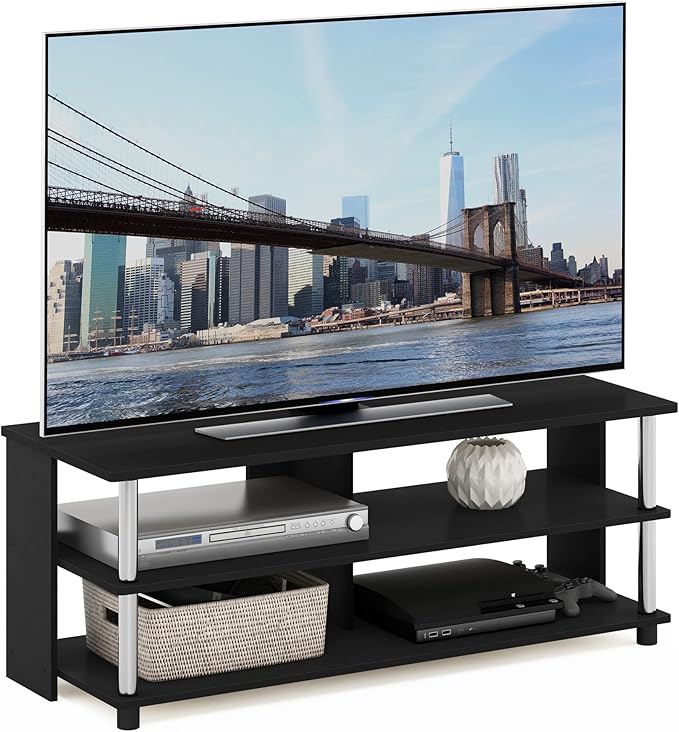 Furinno Sully 3-Tier Stand for TV up to 48 Inch, Americano/Chrome