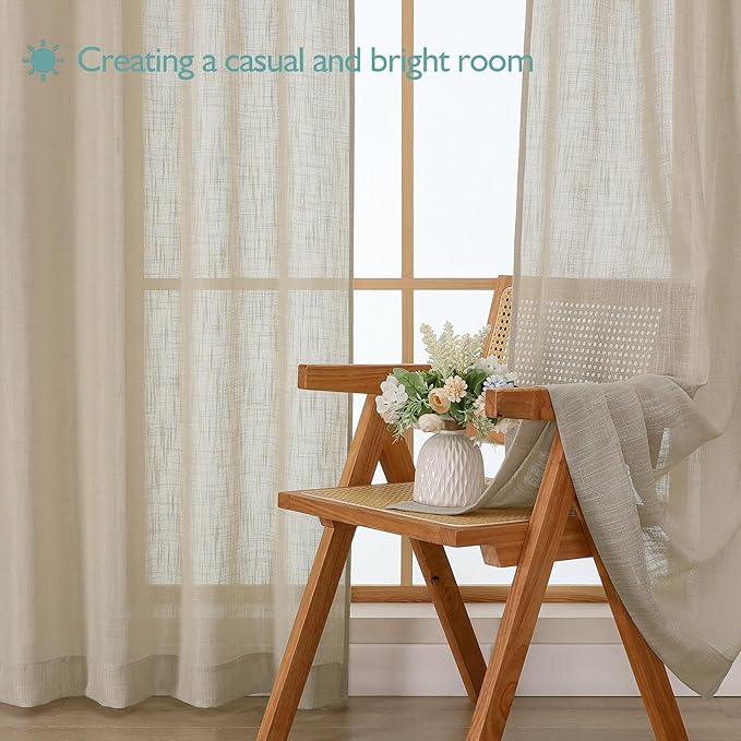 Chyhomenyc Semi Sheer Curtains 63 Inch Length 2 Panels