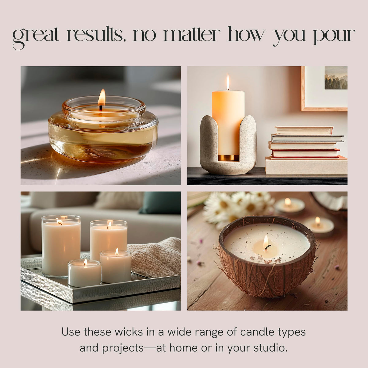 EAP Innovations 6" Eco Candle Making Wicks, Self-Trimming Design, Coreless Cotton Wicks for Candle Making, Ideal for DIY, Ideal for Low Melt-Point Waxes, Size ECO-12, Pack of 100
