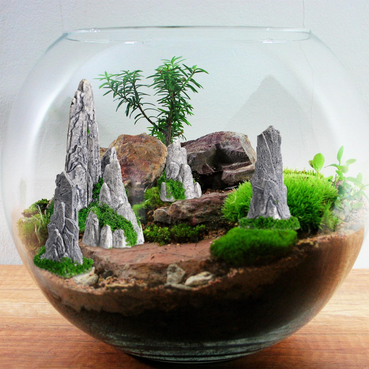 GANAZONO Mini Rockery Decoration Miniature Zen Garden Mountain Decor 8Pcs Bonsai Ornament Accessories Mini Bonsai Figurines Ornament Plant Pot Terrarium Decor